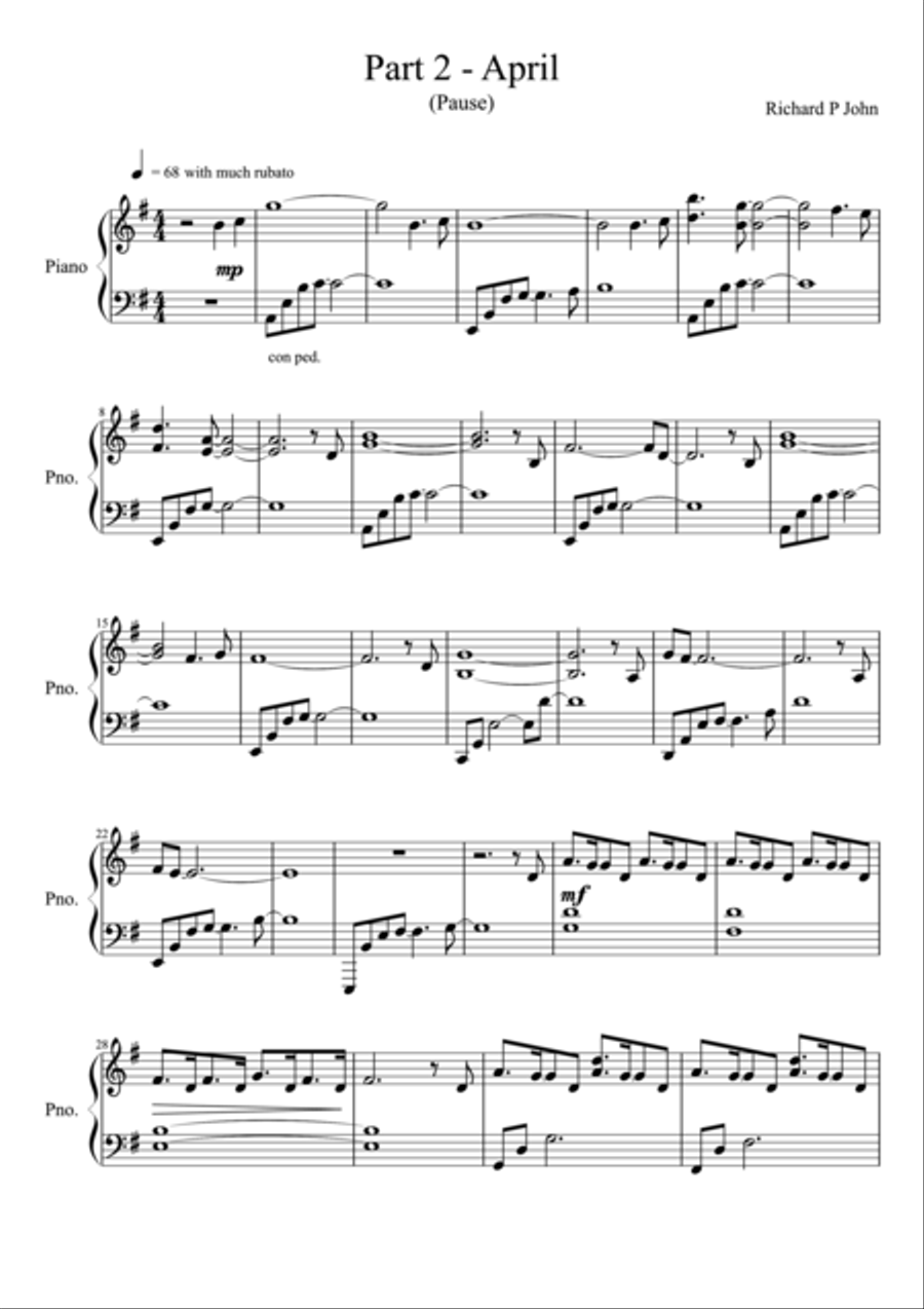 April - Pause (from Seasons in Flight) Piano Solo scores gallery preview page 1