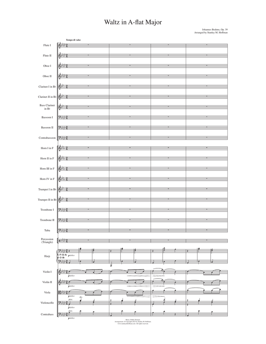 Waltz in A-flat Major, Op. 39 Full Orchestra scores gallery preview page 3