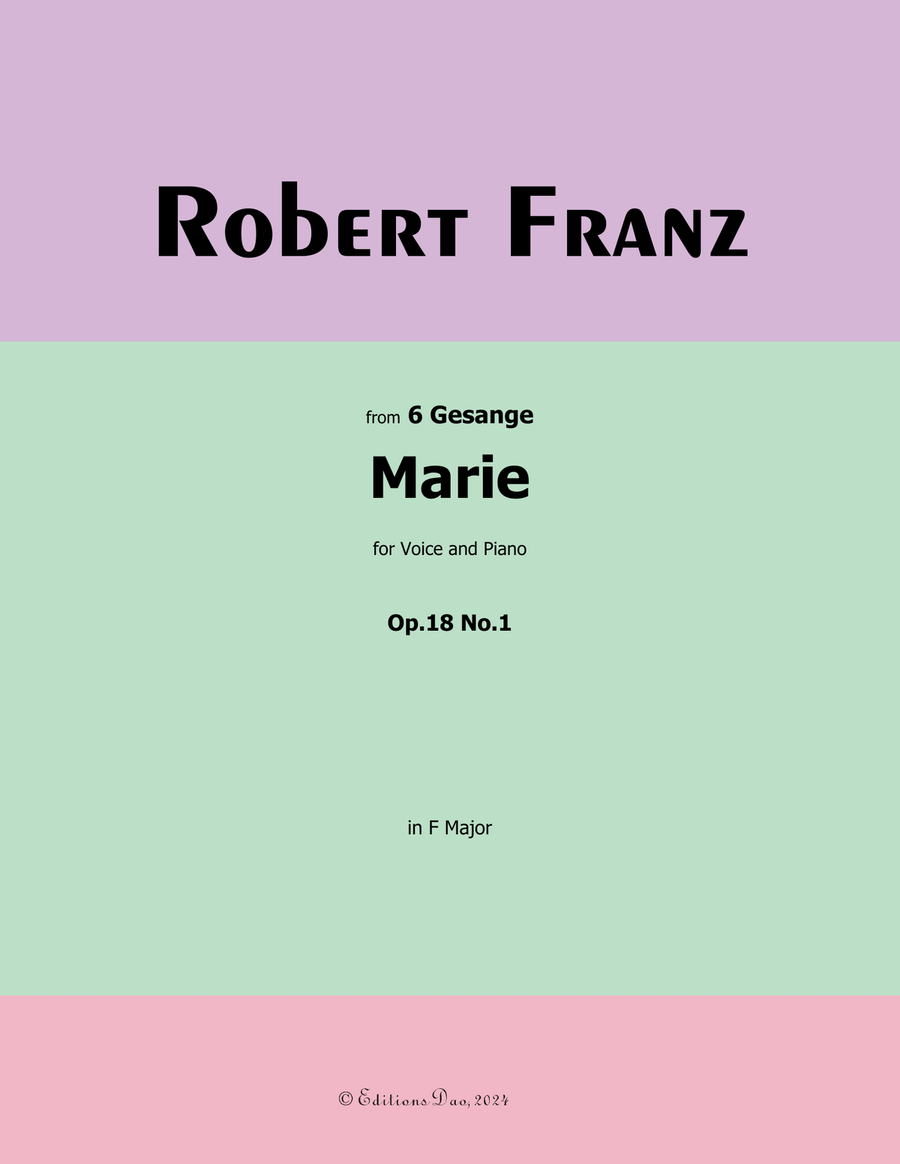 Marie, by Robert Franz, in F Major Voice scores gallery preview page 1