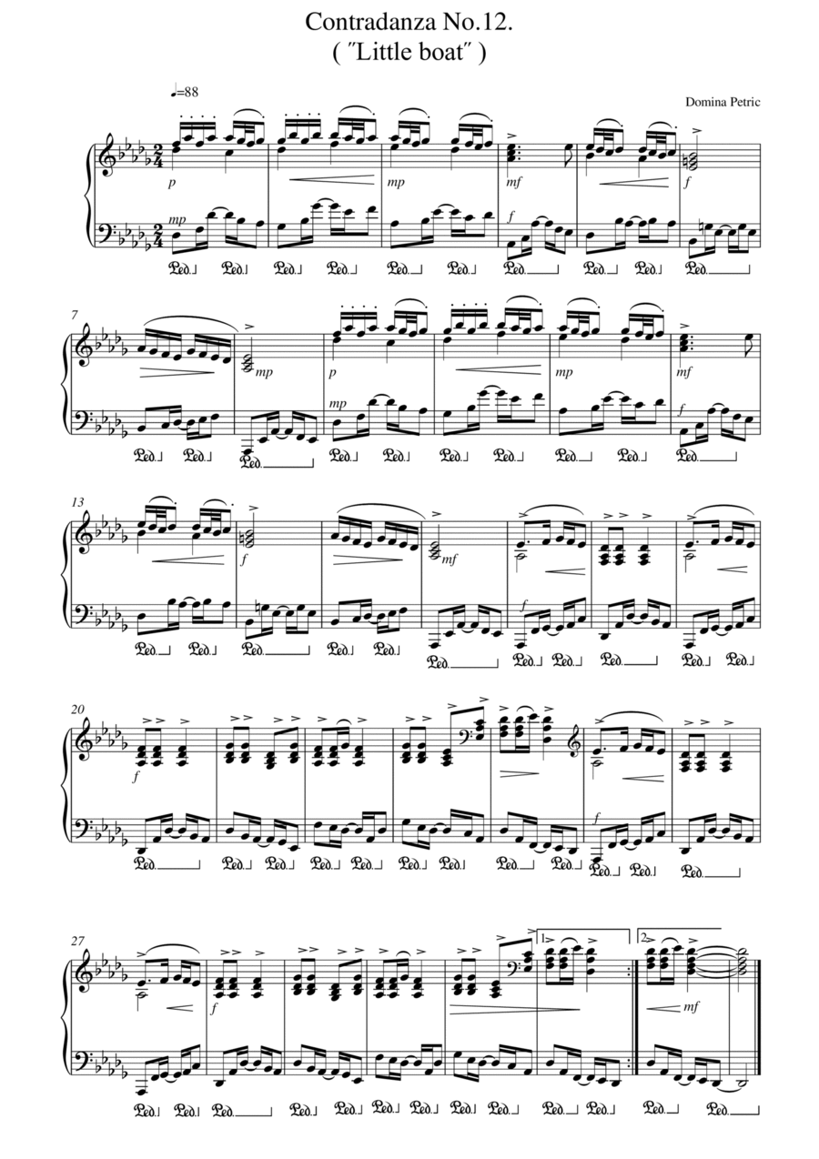 Twelfth Contradanza: Little Boat Piano Solo scores gallery preview page 1