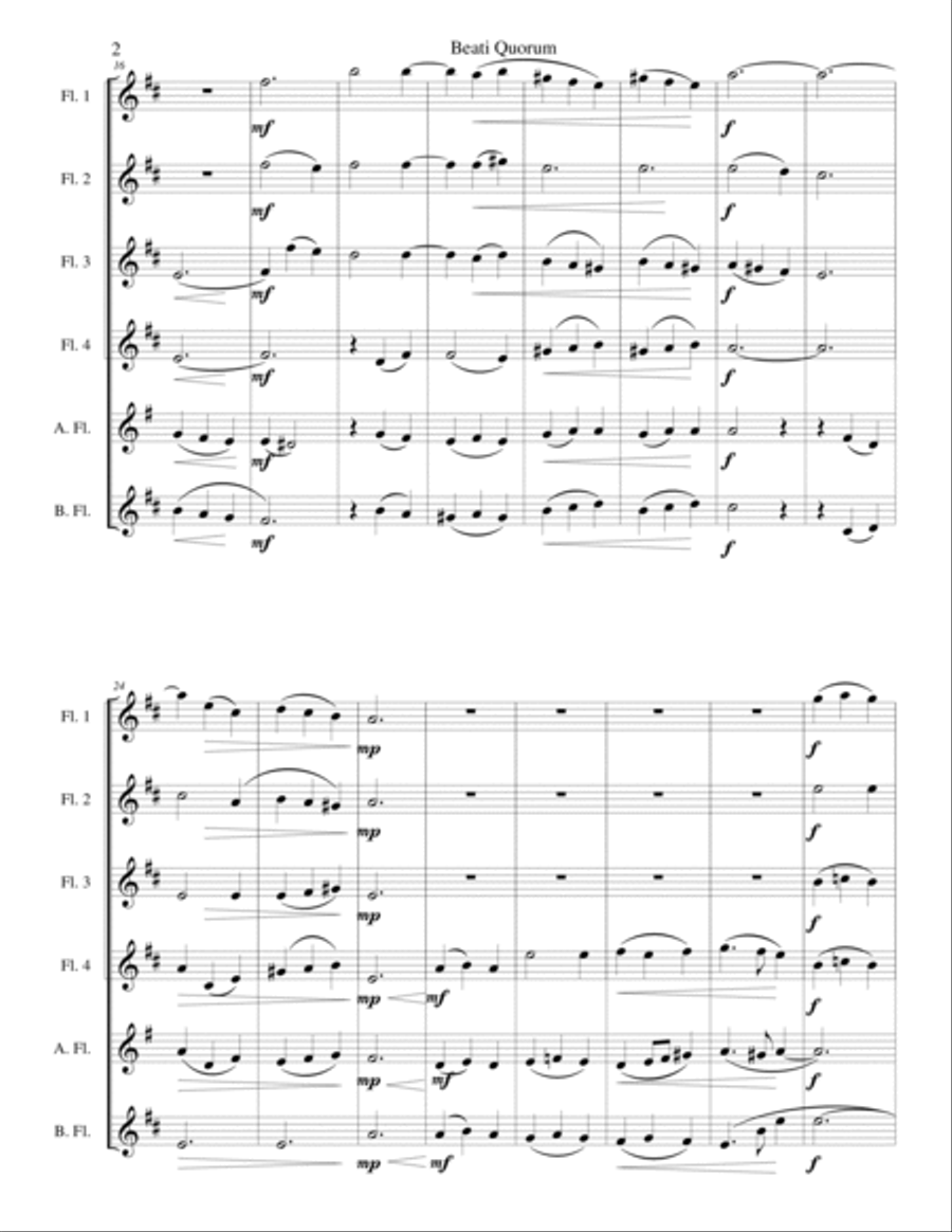 Beati Quorum Via for flute sextet or flute choir Chamber Orchestra scores gallery preview page 2