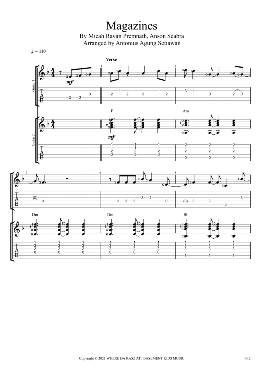 Magazines Magazines Guitar Tablature scores gallery preview page 1