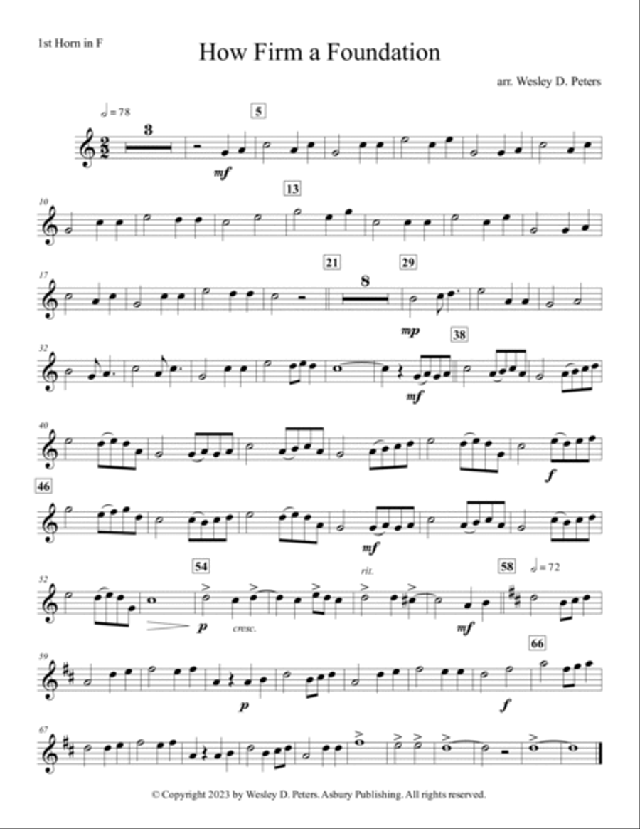 How Firm a Foundation (Horn Quartet) Brass Quartet scores gallery preview page 2