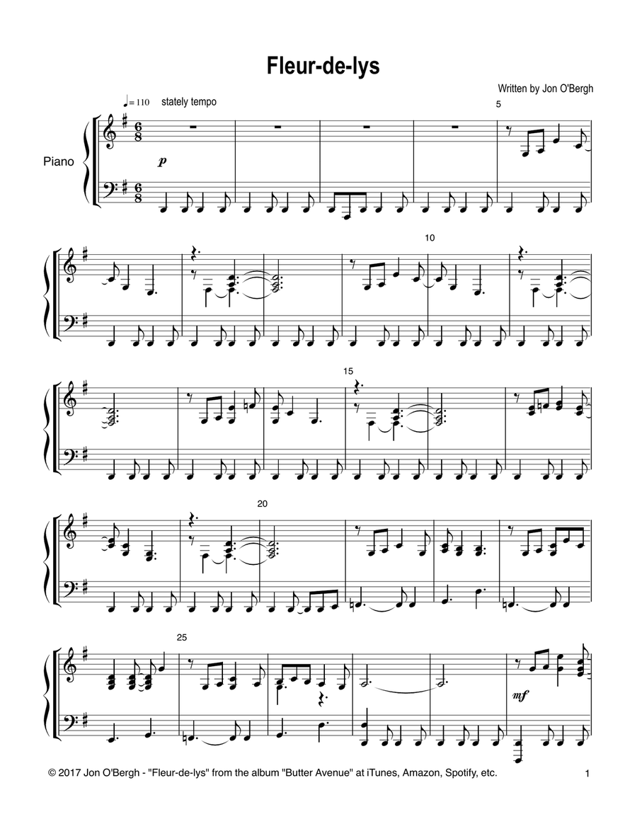 Fleur-de-lys Piano Solo scores gallery preview page 2