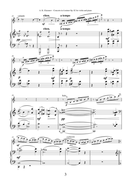 Glazunov - Concerto in A minor Op. 82  for violin and piano
