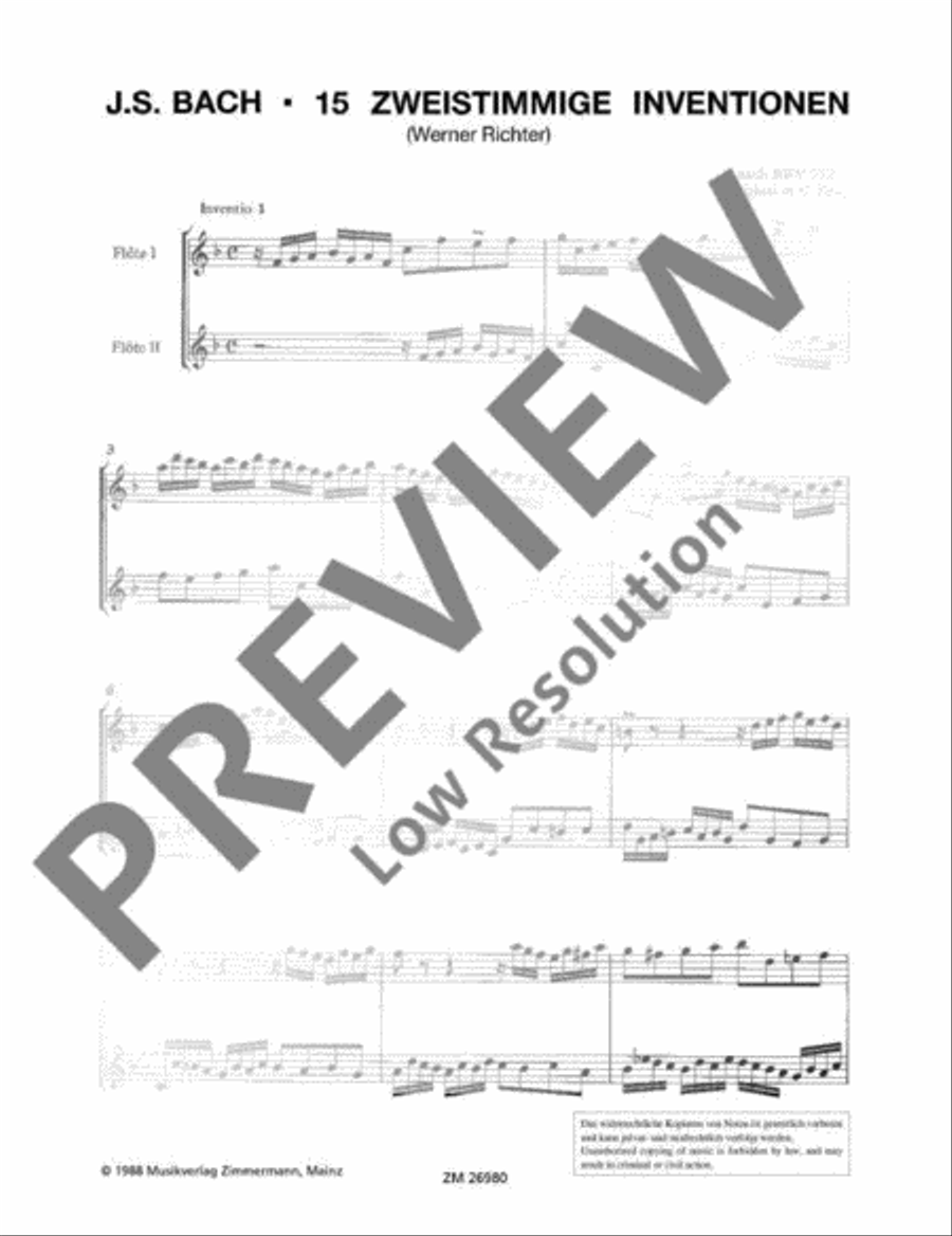 15 Two-Part Inventions Flute Duet scores gallery preview page 3