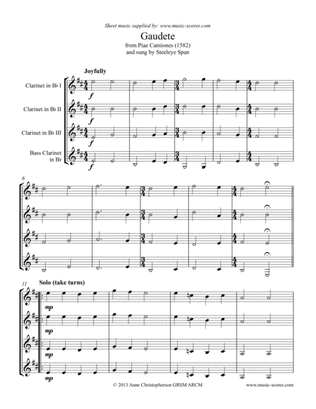 Gaudete - 3 Bb Clarinets and Bass Clarinet