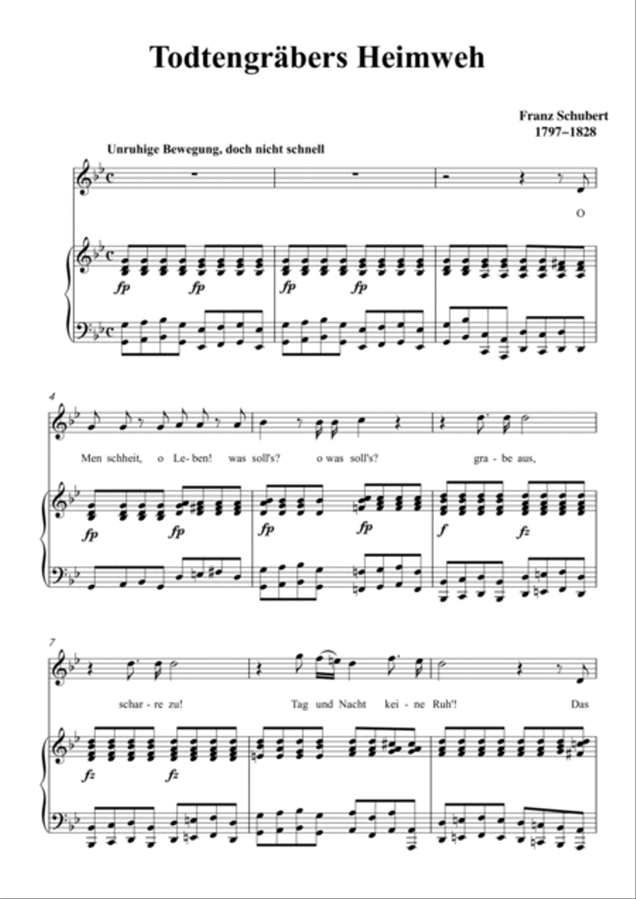 Schubert-Todtengräbers Heimweh in g minor,for Vocal and Piano Voice scores gallery preview page 2