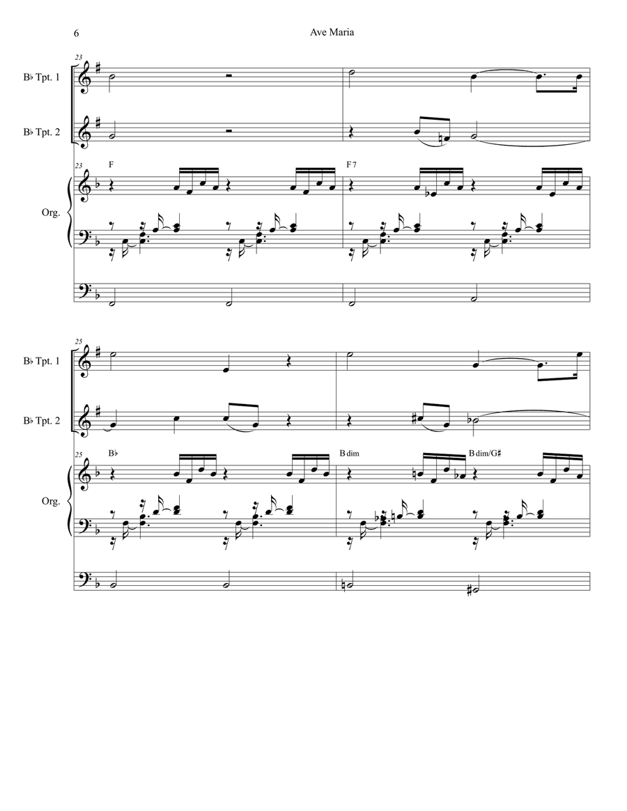 Ave Maria (Duet for Bb-Trumpet - Organ Accompaniment) Ave Maria (Duet for Bb-Trumpet - Organ Accompaniment) Trumpet Duet scores gallery preview page 6