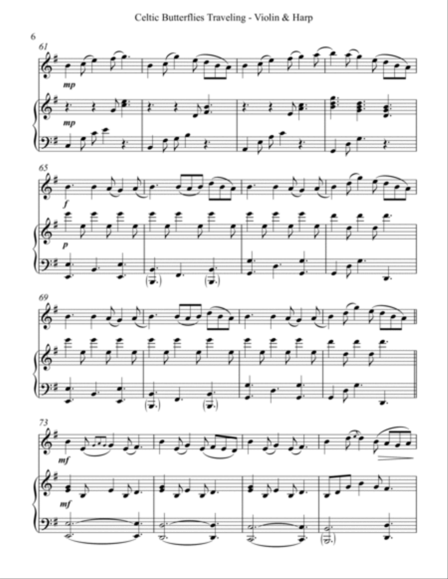 Celtic Butterflies Traveling, Duet for Violin & Harp String Duet scores gallery preview page 6
