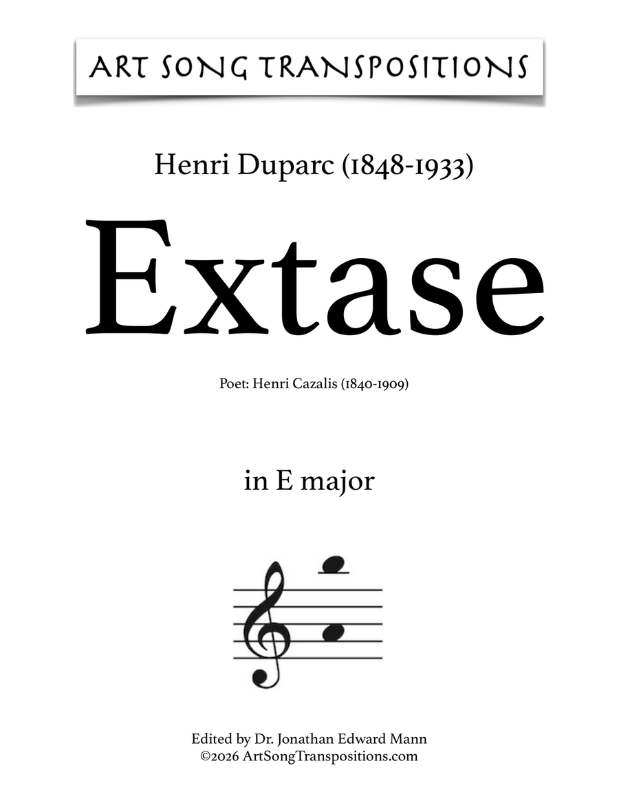 DUPARC: Extase (transposed to E major)