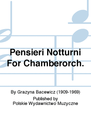 Book cover for Pensieri Notturni For Chamberorch.