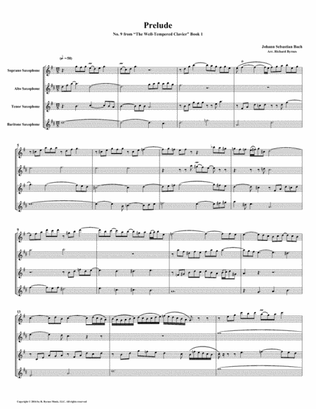 Prelude 09 from Well-Tempered Clavier, Book 1 (Saxophone Quartet)