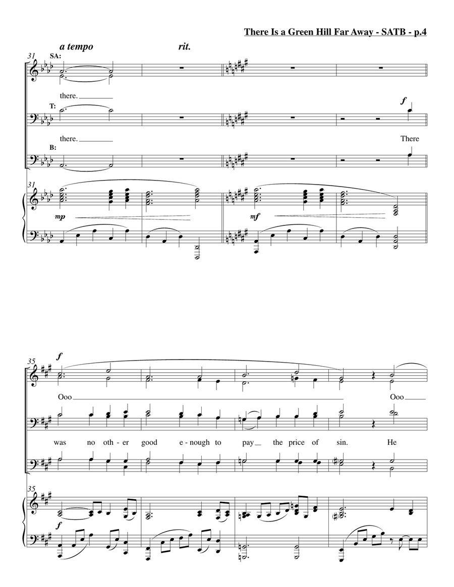 There Is a Green Hill Far Away (SATB) 4-Part scores gallery preview page 5