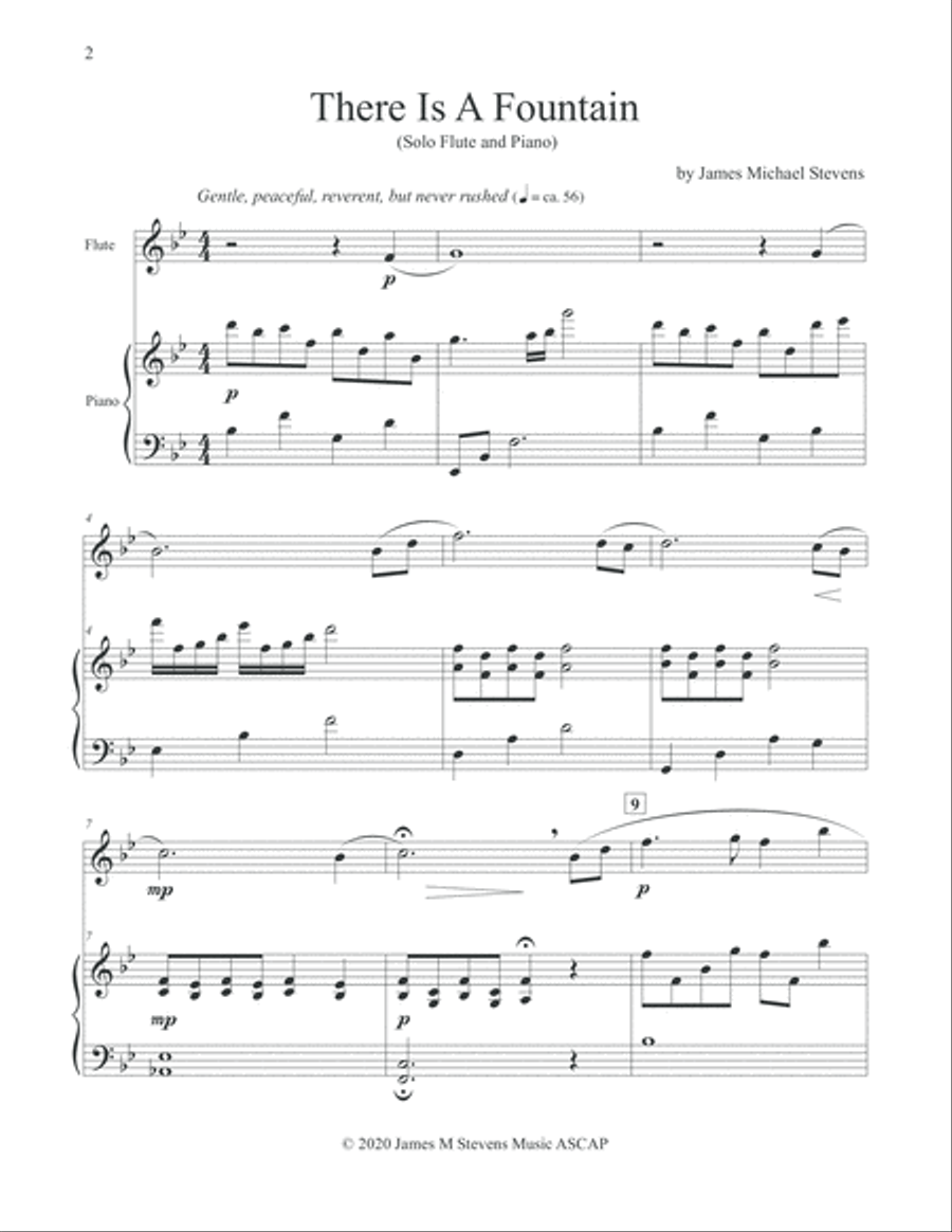There Is A Fountain - Ambient Flute & Piano Flute Solo scores gallery preview page 2