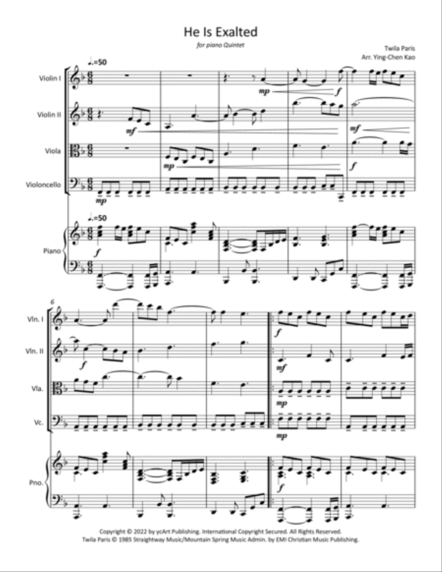 He Is Exalted Piano Quintet scores gallery preview page 2