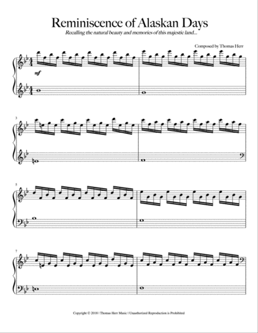 Reminiscence of Alaskan Days Piano Solo scores gallery preview page 1