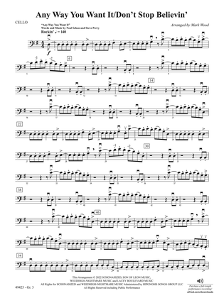 Any Way You Want It / Don't Stop Believin': Cello - Grade 3