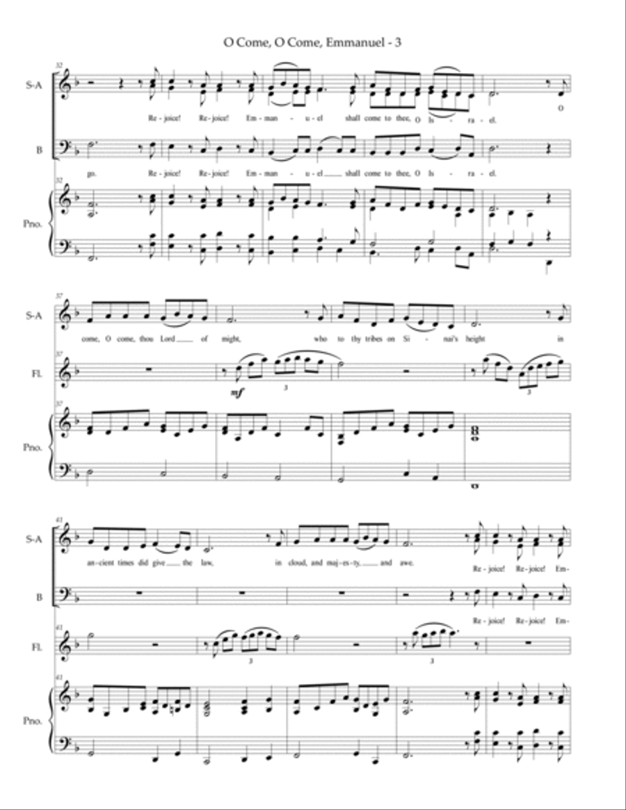 O Come, O Come, Emmanuel - SAB voices, piano, flute image number null