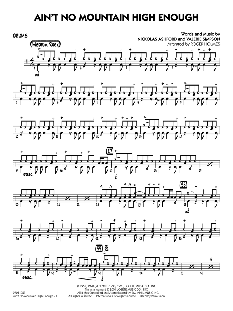 Ain't No Mountain High Enough (arr. Holmes) - Drums