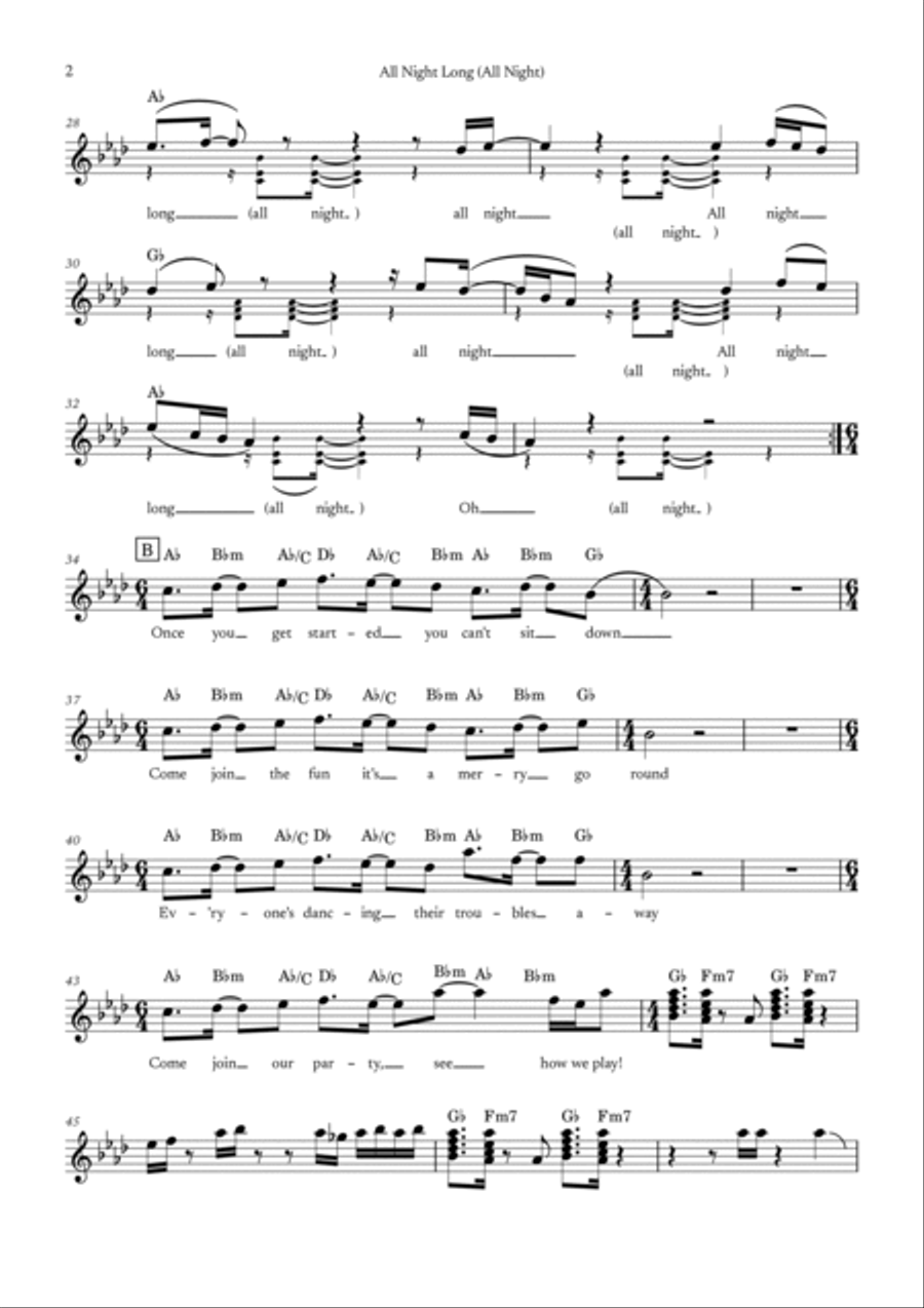 All Night Long (all Night) Piano scores gallery preview page 2
