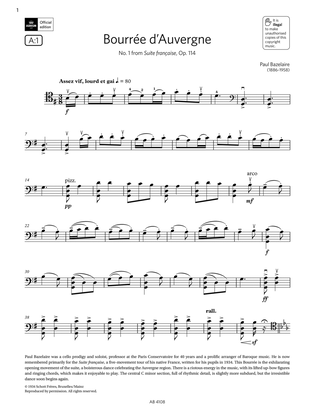 Bourée d'Auvergne (Grade 5, A1, from the ABRSM Cello Syllabus from 2024)