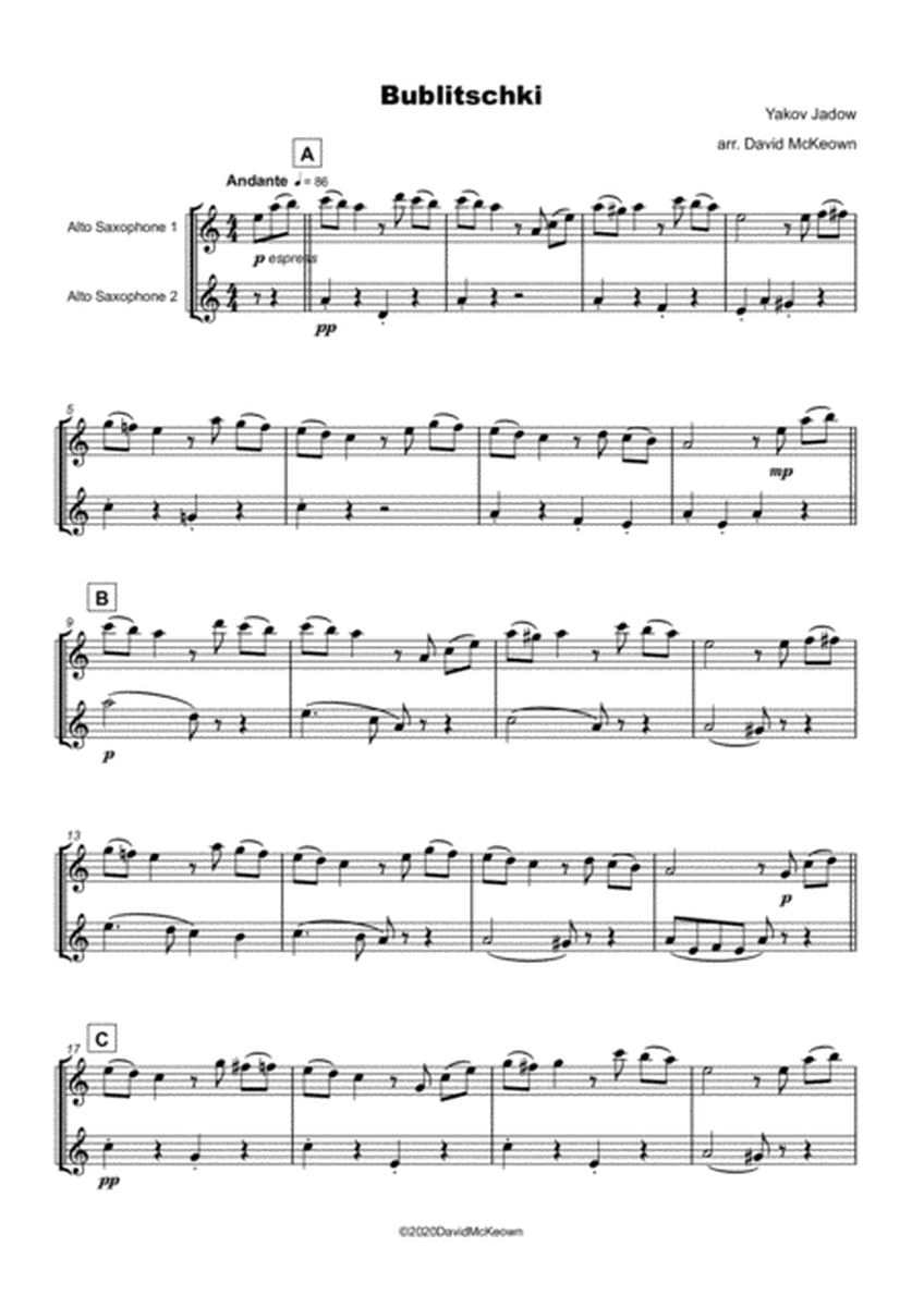 Bublitschki, Russian Klezmer song for Alto Saxophone Duet