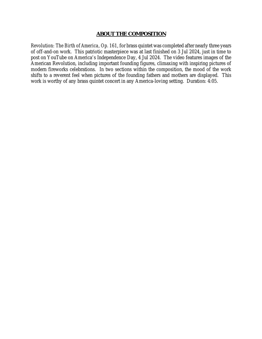 Revolution: The Birth of America, Op. 161 Brass Quintet scores gallery preview page 4