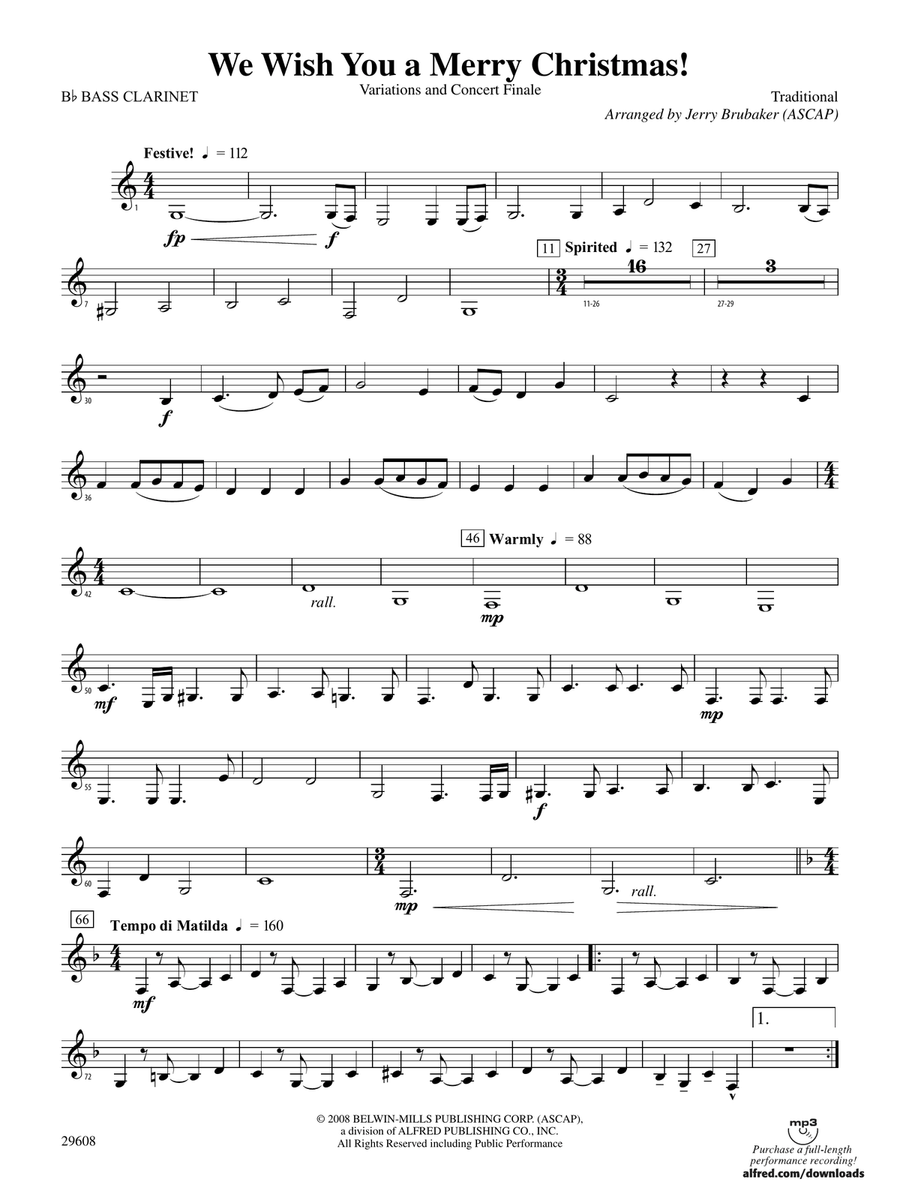 We Wish You a Merry Christmas!: B-flat Bass Clarinet
