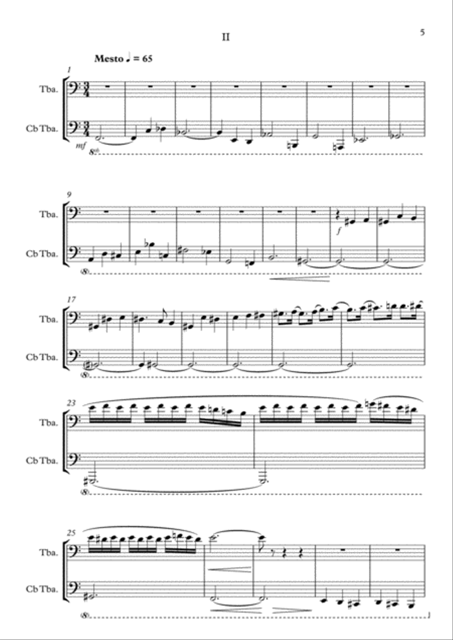 Dodecaphonium for Bass Tuba and Contrabass Tuba Brass Ensemble scores gallery preview page 5