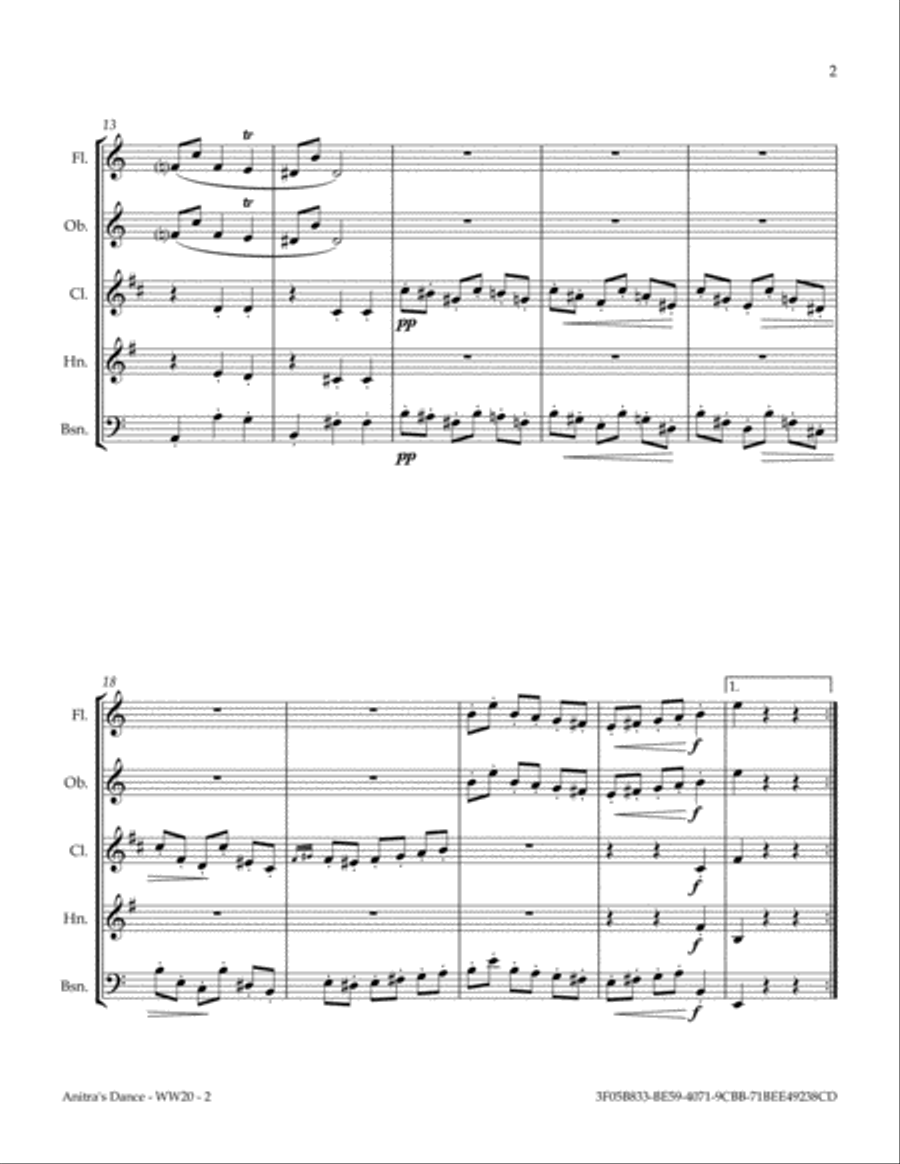 Anitra's Dance from Peer Gynt Suite Woodwind Quintet scores gallery preview page 3