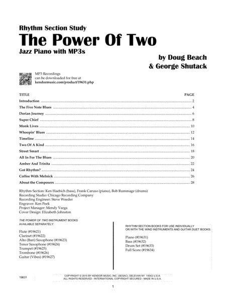 Power Of Two, The - Jazz Piano With MP3s