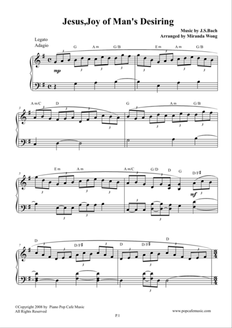 Jesus, Joy of Man's Desiring ( Beautiful Version) Jesus, Joy of Man's Desiring ( Beautiful Version) 4-Part scores gallery preview page 1