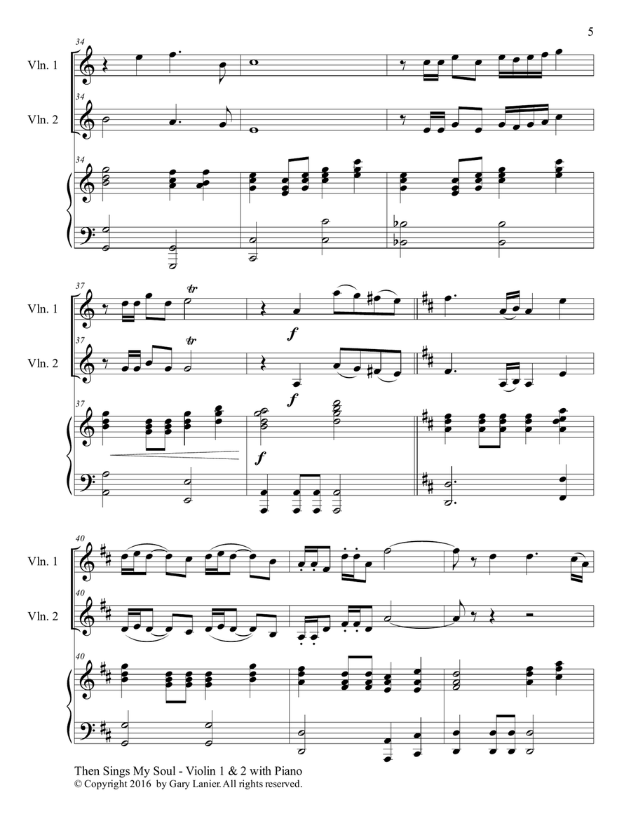 Trios for 3 GREAT HYMNS (Violin 1 & Violin 2 with Piano and Parts) Violin Solo scores gallery preview page 6