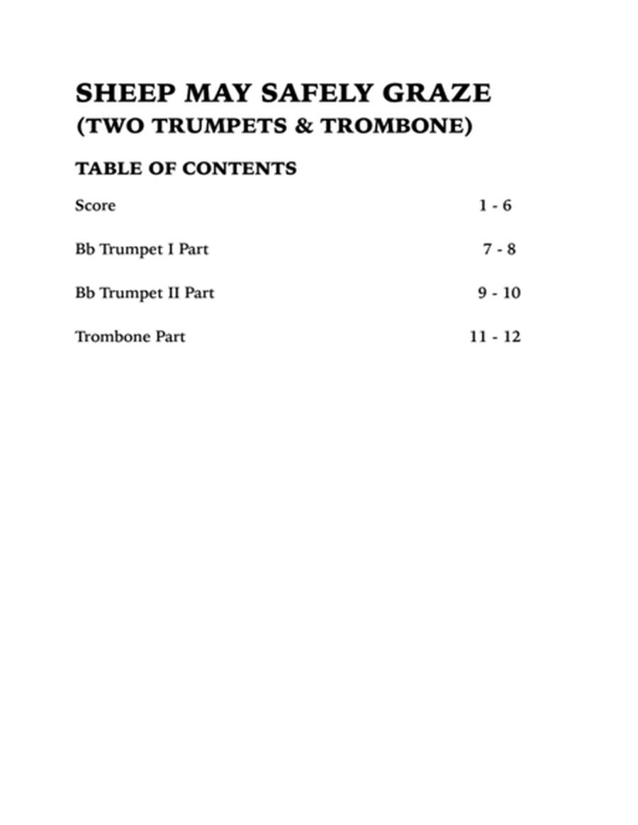 Sheep May Safely Graze (Bach): Brass Trio for Two Trumpets and Trombone image number null