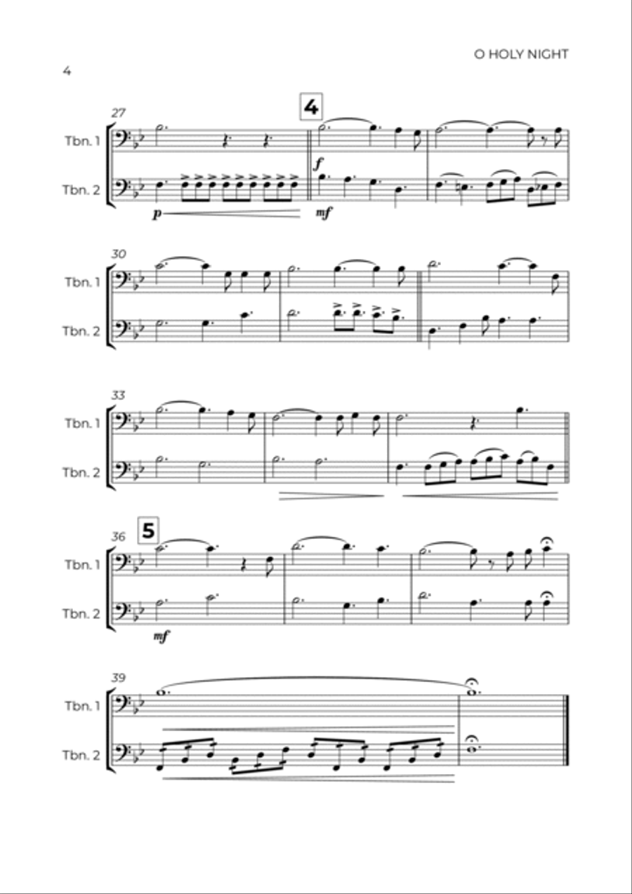 O Holy Night Trombone Duet scores gallery preview page 4