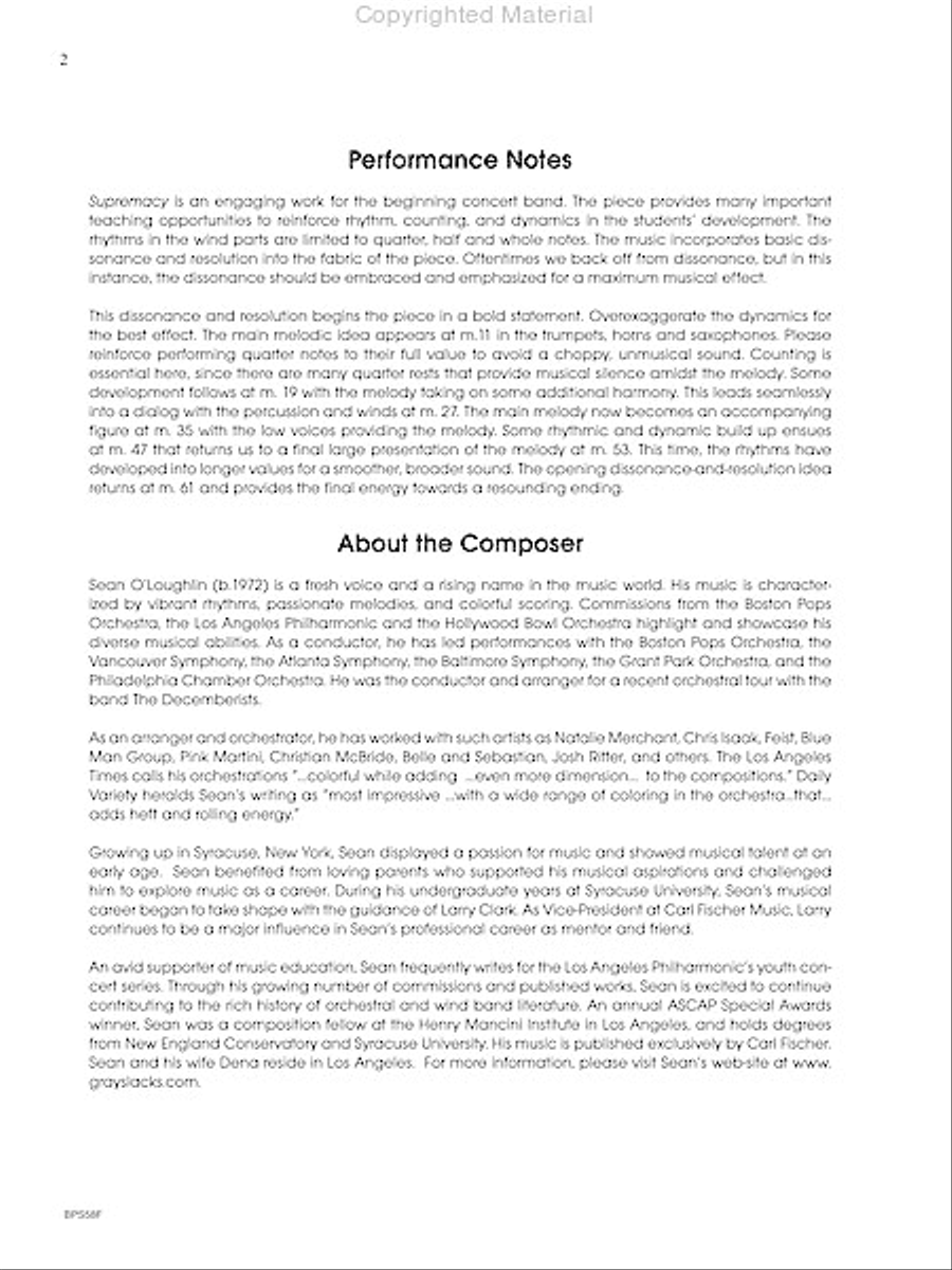 Supremacy Concert Band scores gallery preview page 3