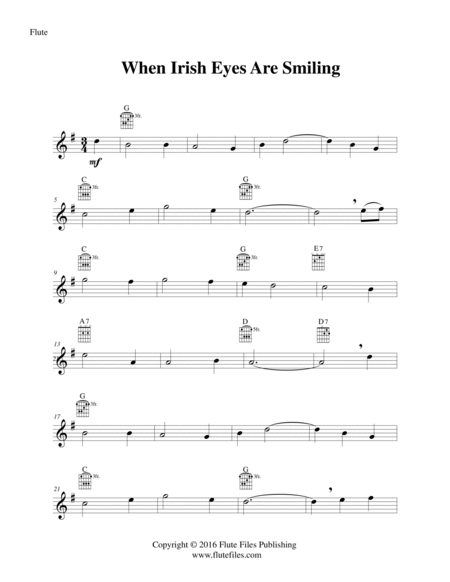 When Irish Eyes Are Smiling - Flute Solo with Guitar Chords image number null