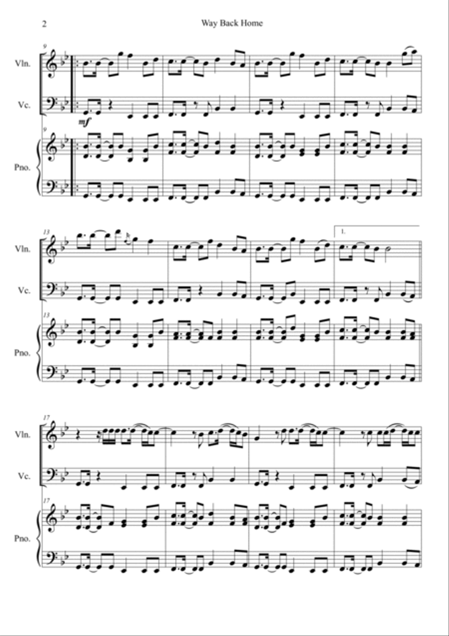 Way Back Home Way Back Home Piano Trio scores gallery preview page 2