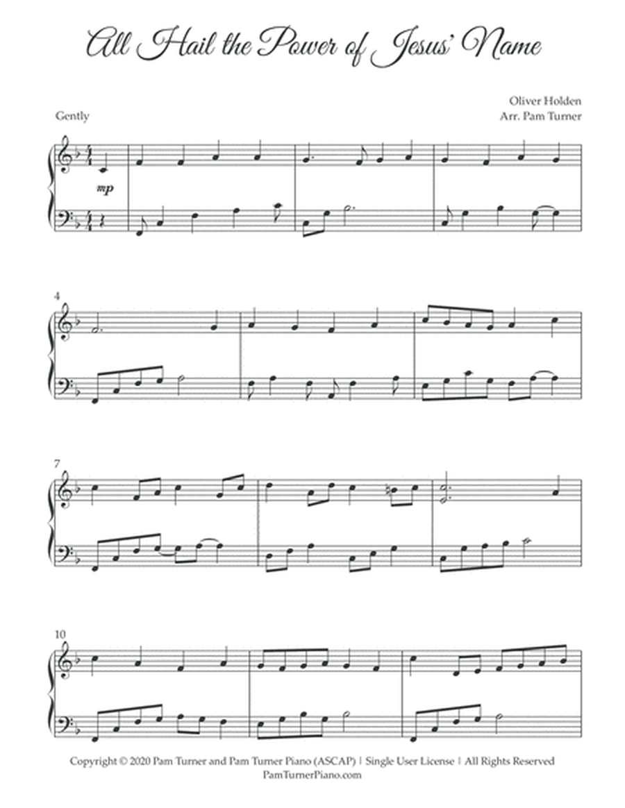 All Hail the Power of Jesus' Name (Late Intermediate Piano Solo) image number null