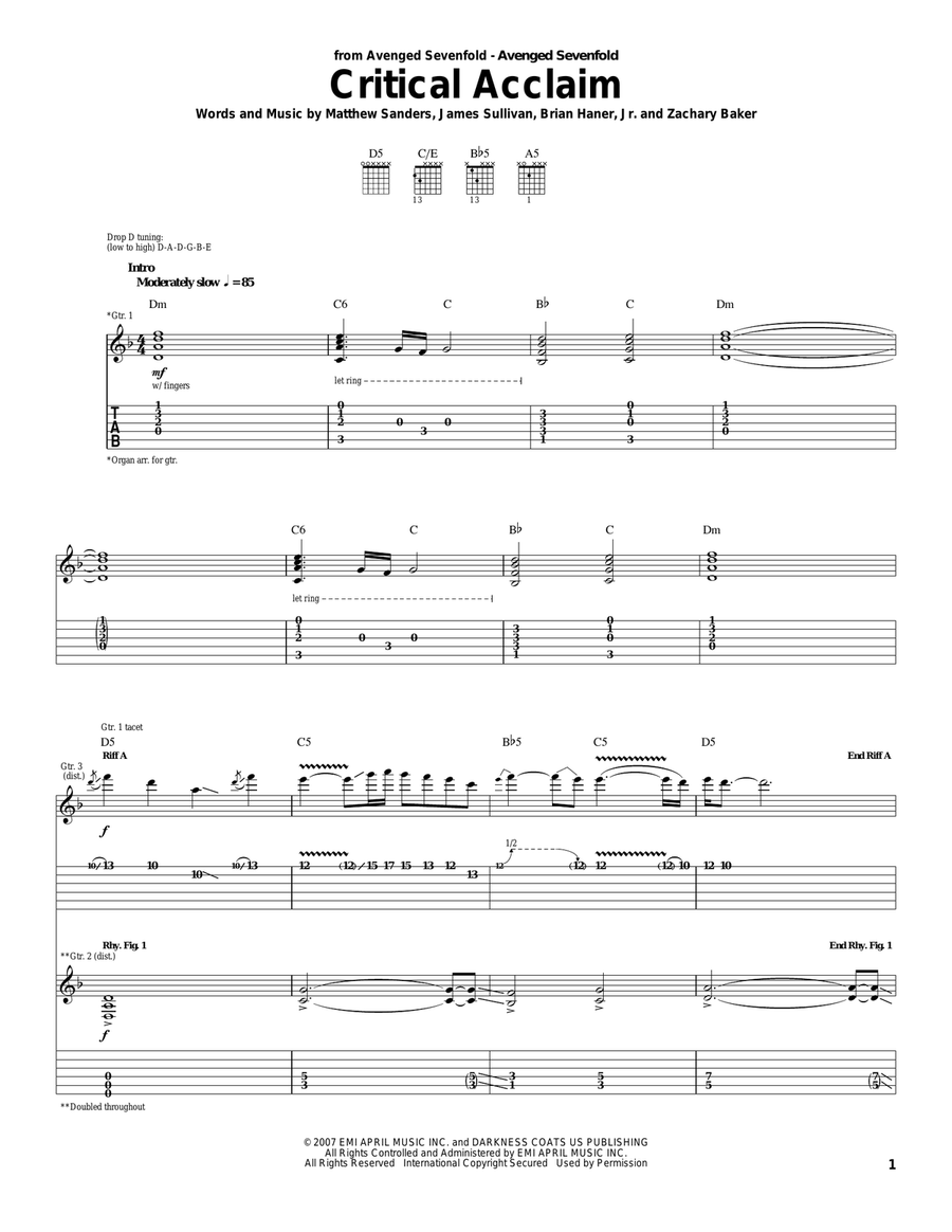 Critical Acclaim Acoustic Guitar scores gallery preview page 1