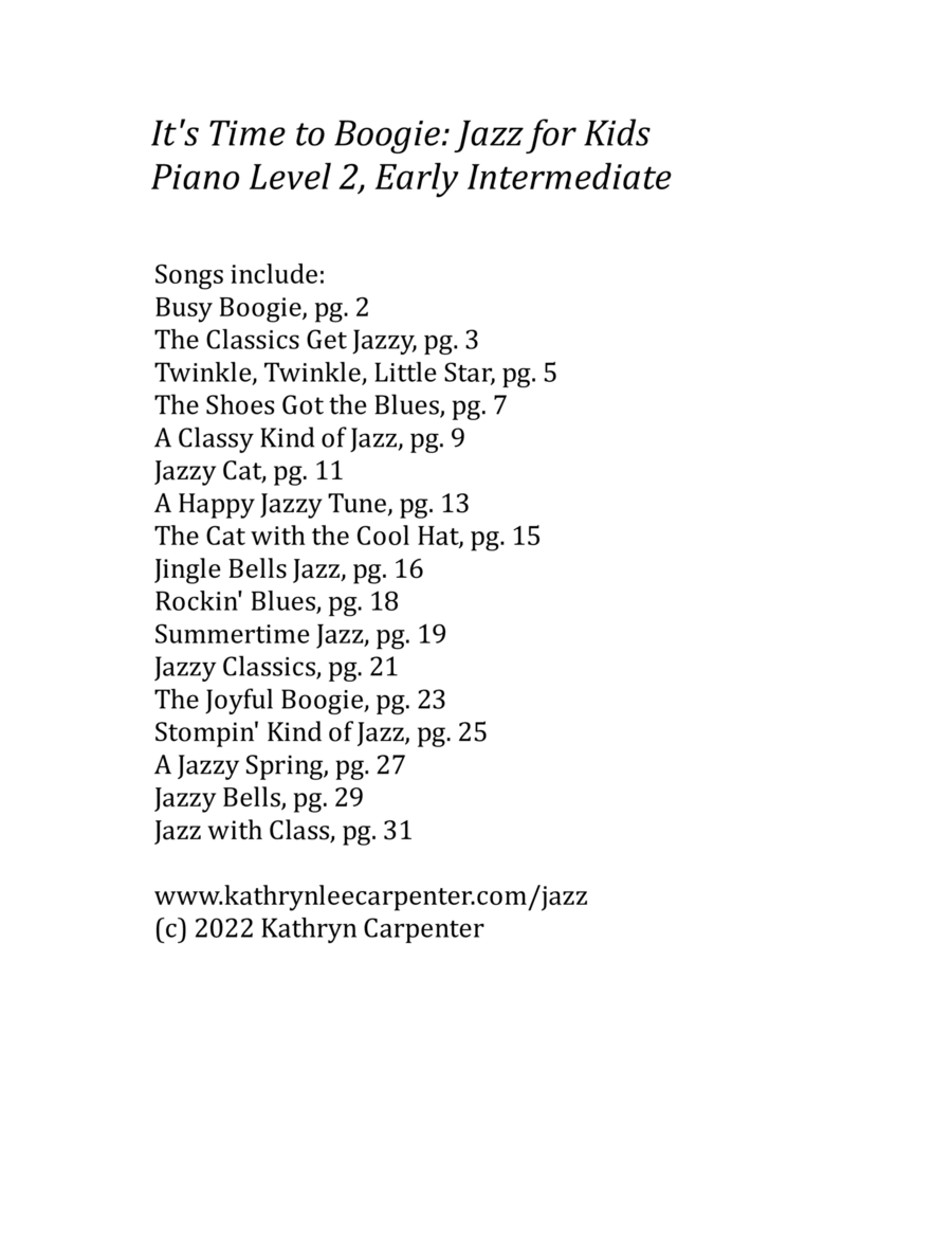 It's Time to Boogie: Jazz Piano for Kids Piano Solo scores gallery preview page 1