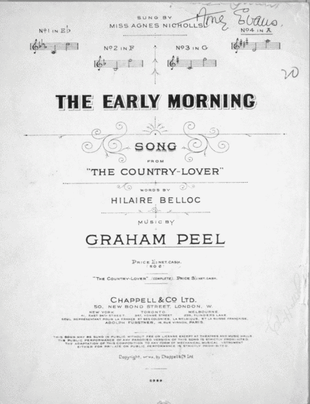 The Early Morning. Song From "The Country Lover"