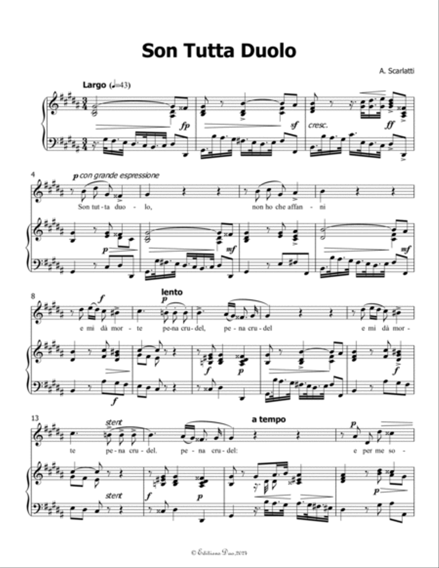 Son Tutta Duolo, by A. Scarlatti, in g sharp minor Voice scores gallery preview page 3