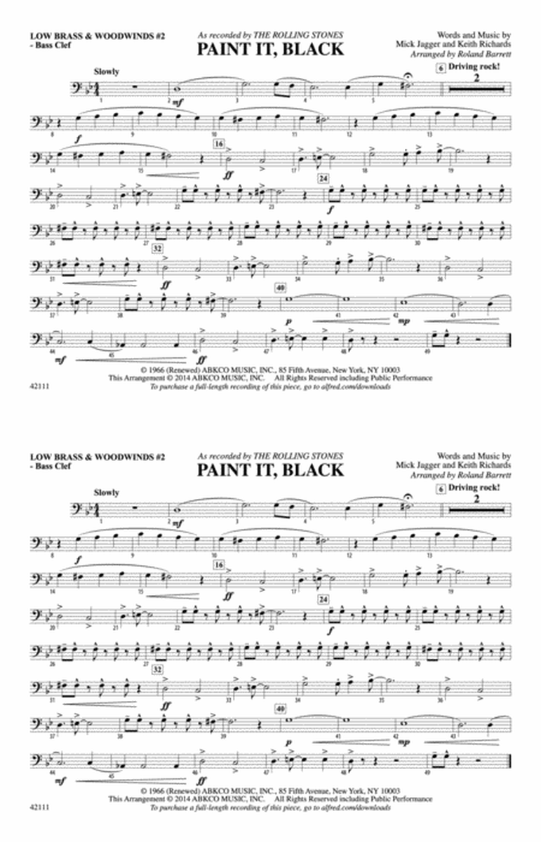 Paint It, Black: Low Brass & Woodwinds #2 - Bass Clef
