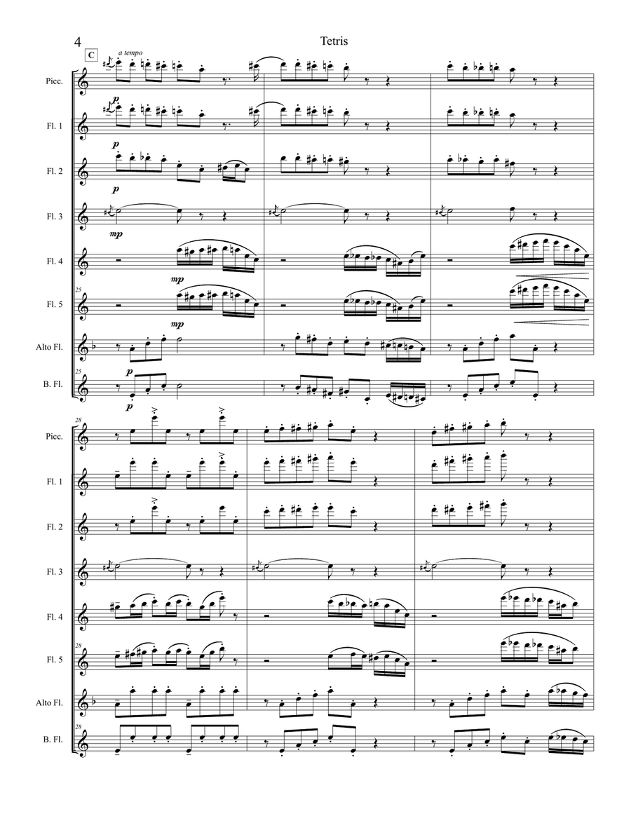 Tetris Theme for Advanced Flute Choir Flute Choir scores gallery preview page 5
