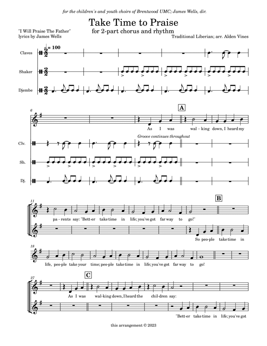 Take Time to Praise 2-Part scores gallery preview page 1