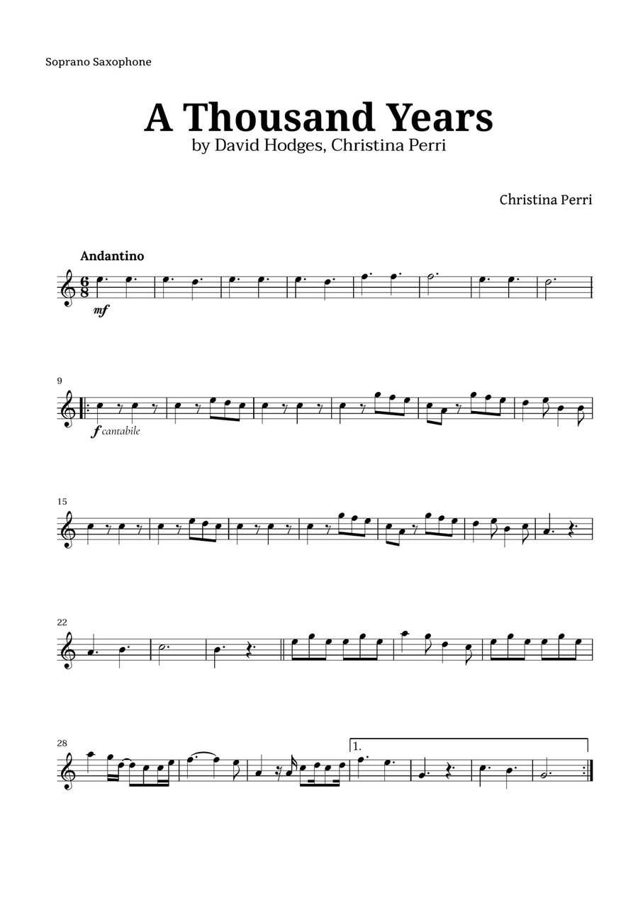A Thousand Years Saxophone Quartet scores gallery preview page 4