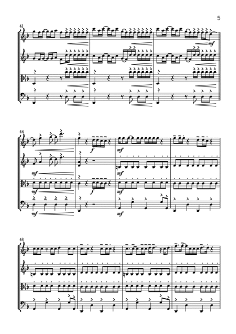 Uptown Funk String Quartet scores gallery preview page 5