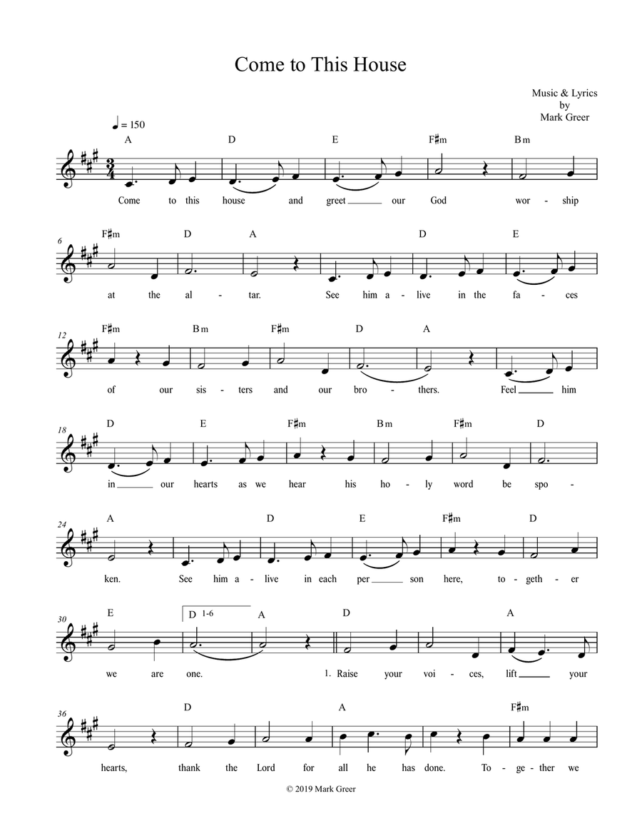 Come to This House Guitar scores gallery preview page 1